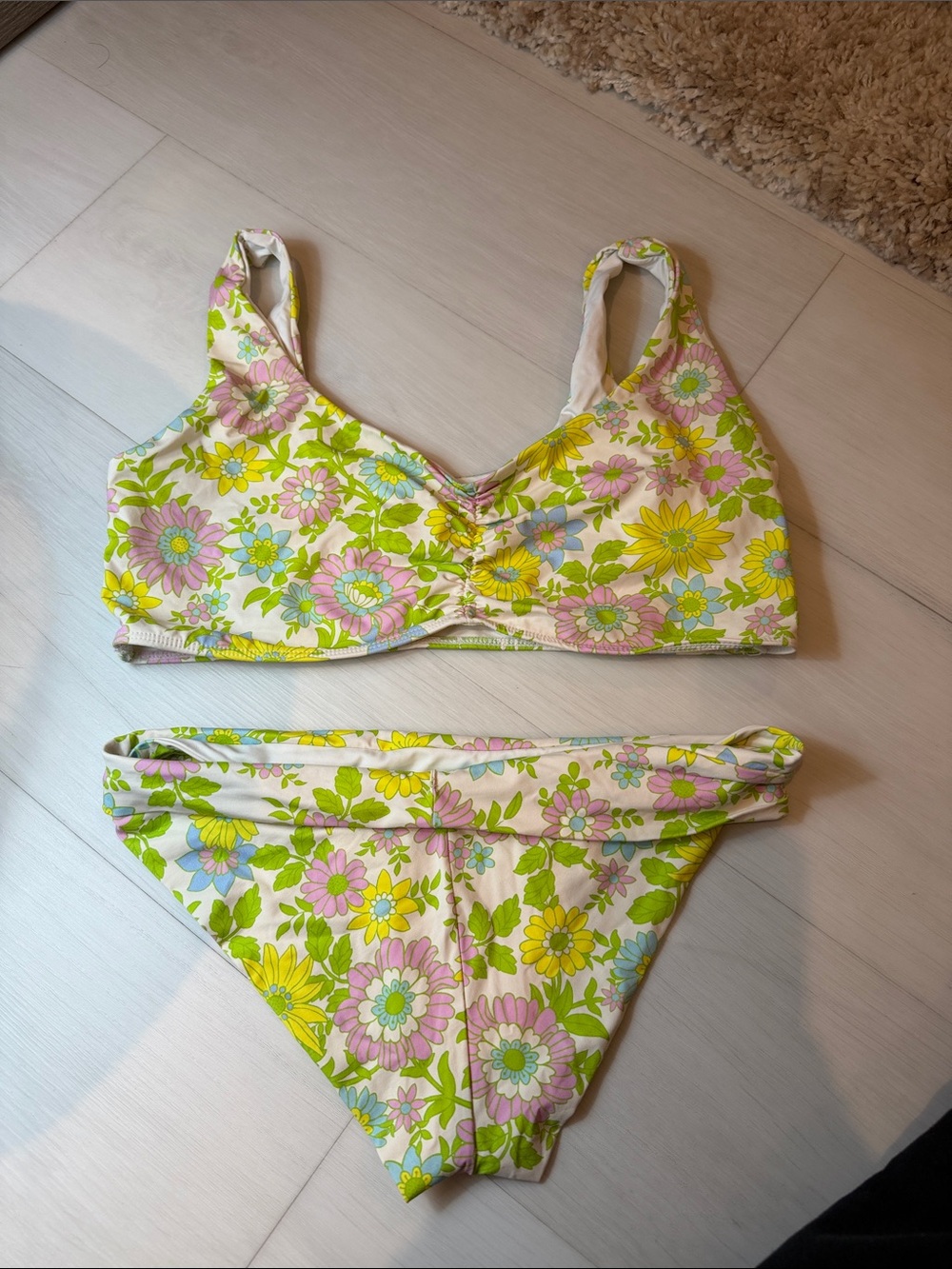 Frankie’s bikini Floral Two-Piece Bikini Set - Yellow, Pink, Green
